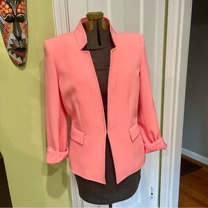 Preston & York notched collar blazer, size 8. Coral/salmon